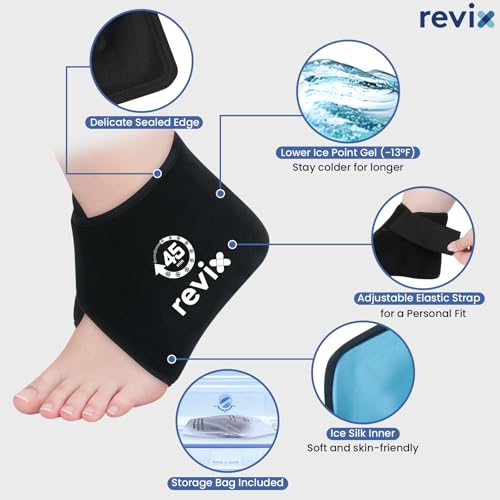 REVIX Ankle Ice Pack Wrap for Plantar Fasciitis, 45-Min Long Lasting Cold 1 Pack