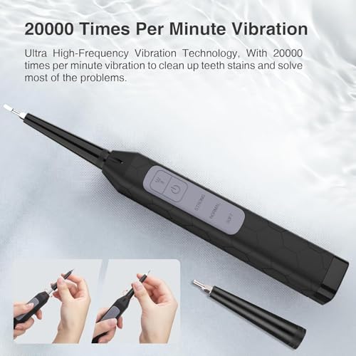 Plaque Remover for Teeth, Dental Care Device 3 Adjustable Modes Teeth Cleaning Kit with 2 Replaceable Clean Heads for Tartar & Calculus Remover