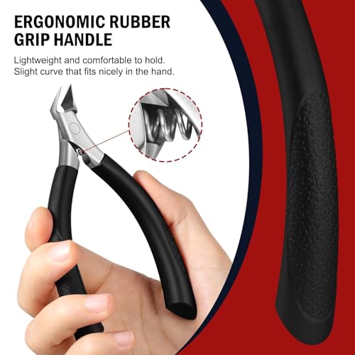 FVION Toenail Clippers for Ingrown Toenail, Straight Nail Clippers for Ingrown Toenails, Professional Ingrown Toenail Treatment for Adults, Seniors, Men and Women (Black) Black
