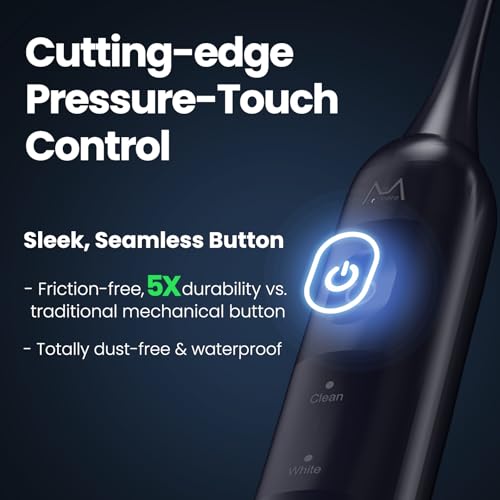 Electric Toothbrush for Adults, Rechargeable Sonic Toothbrush with 180 Days Battery Life, 5 Modes, 48000VPM Motor, Smart Timer, IPX8 Waterproof, 4 Brush Heads and Travel Case, Midnight Blue