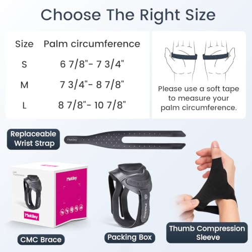 CMC Thumb Support Brace - with Firm Supportive Wrist Strap, Dual Density Thumb Brace Stabilizes CMC Joint, Pain Relief for Osteoarthritis for Women and Men (Black, Left Hand, Medium) Black, Left Hand