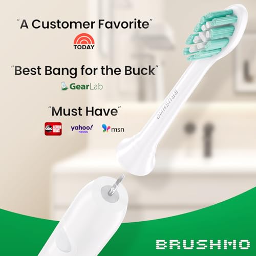 Brushmo Plaque Control Replacement Toothbrush Heads Compatible for Philips Sonicare HX9023 White Bundle with Brushmo Black Woven Expanding Dental Floss, Natural Wax to Prevent Gum Disease