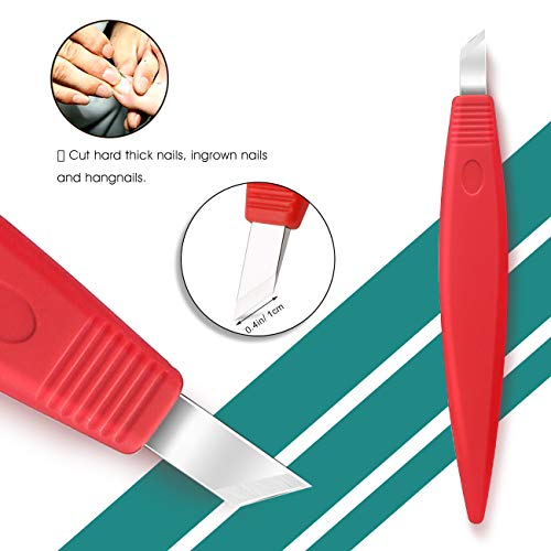 BEZOX Ingrown Toenail Removal Blades and Foot Callus Knife - 3 Different Blades Pedicure Knives with Toenail Lifter and Thick Nail File - Red