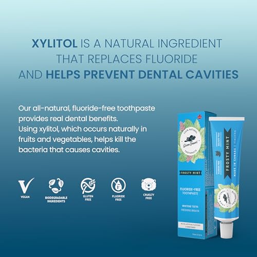 Green Beaver All Natural Organic Toothpaste, Vegan, Fluoride Free & Gluten Free Toothpaste, Frosty Mint Flavor, 75ml, 3 Pack