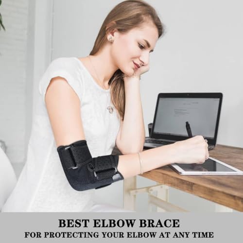 Reamphy Elbow Brace,Comfortable Night Elbow Sleep Support,Elbow Splint, Adjustable Stabilizer Splints,Cubital Tunnel Syndrome,Tendonitis,Ulnar Nerve,Tennis,Fits for Men and Women(Small) Small