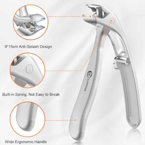 Toenail Clippers for Seniors, 2026 Upgrade Angled Head Nail Clippers for Men with Catcher, CLPPNA Ergonomic Toenails Clipper for Thick Toenails Long Handle, Sharp Wide Jaw Fingernail Clippers Adult 3PCS(2025 Angled Sliver ）