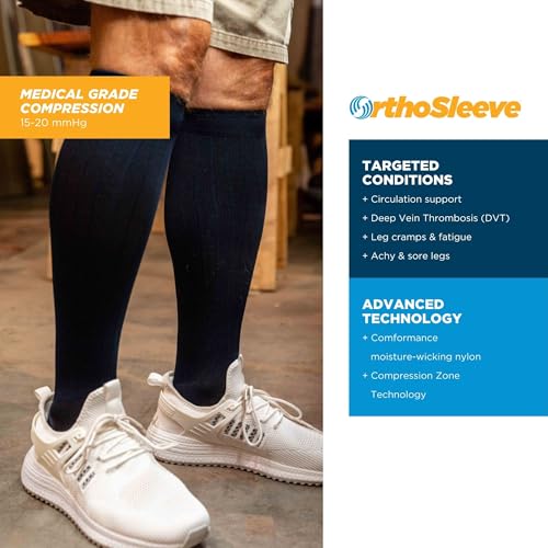 Medical Grade Compression Socks for Men & Women 15-20 mmHg by OrthoSleeve (White, Medium) White