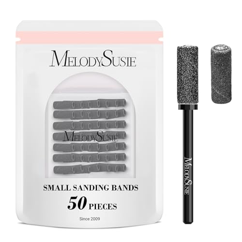 MelodySusie Cuticle Clean Nail Drill Bit with 50Pcs Small Sanding Bands