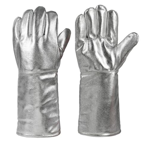 Aluminized Leather Heat Resistant Gloves – Heavy Duty Pottery Kiln Gloves for Ceramic Firing, High Temperature Handling, and Studio Safety