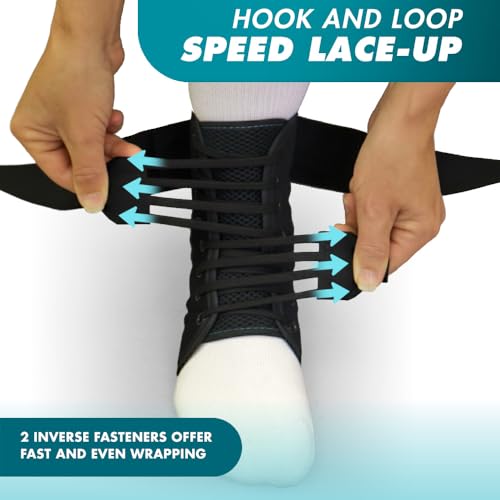 Med Spec ASO Speed Lacer Ankle Stabilizer Brace Sprain Support Black MD Medium