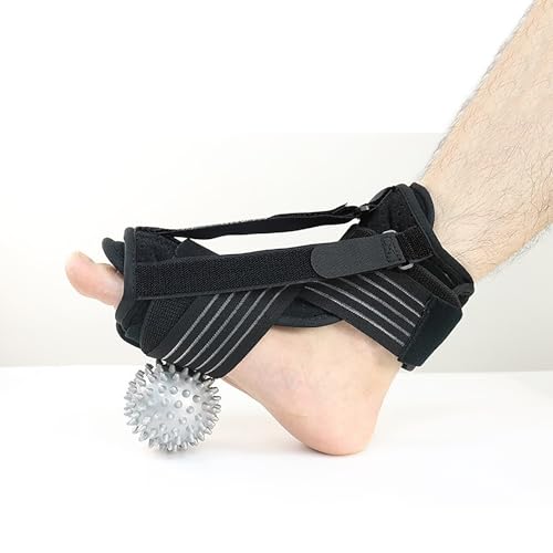 Plantar Fasciitis Night Splint, Foot Drop Brace for Sleeping, 3 Adjustable Straps Fasten, Elastic Compression Band & Splint Support, Foot Support for Achilles Tendonitis Heel Spur, Black, 1 Piece