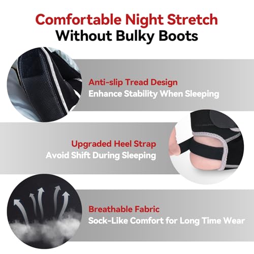 Plantar Fasciitis Night Splint Sock & Arch Support-24 Hour Heel Pain Relief Black