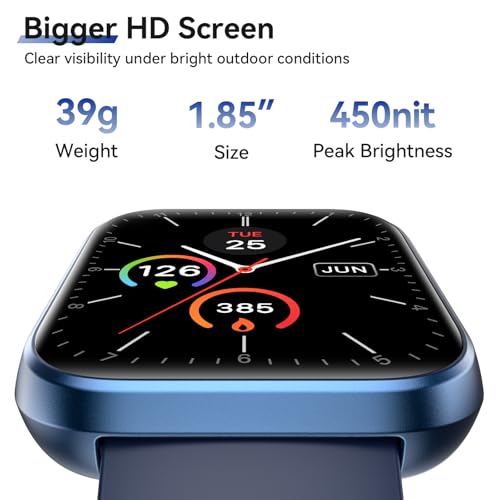 Smart Watches for Women Men, 1.85" Smart Watch for Android Phones/iPhones Midnight Blue