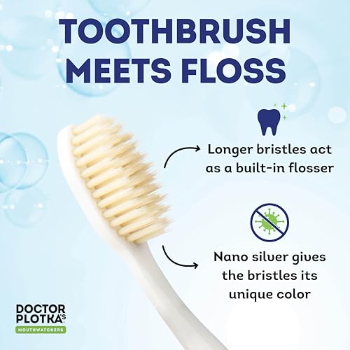 MOUTHWATCHERS Dr Plotkas Soft Flossing Toothbrushes and Whitening Toothpaste by Mouth, Fluoride Free Toothpaste, 4 Adult Manual Soft Toothbrushes, 1 Naturally Sourced Toothpaste Tube
