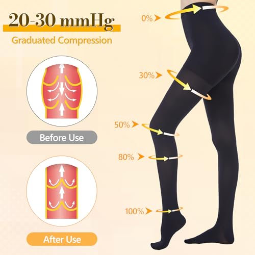 20-30 mmHg Medical Compression Pantyhose, Compression Tights Women X-Large Black