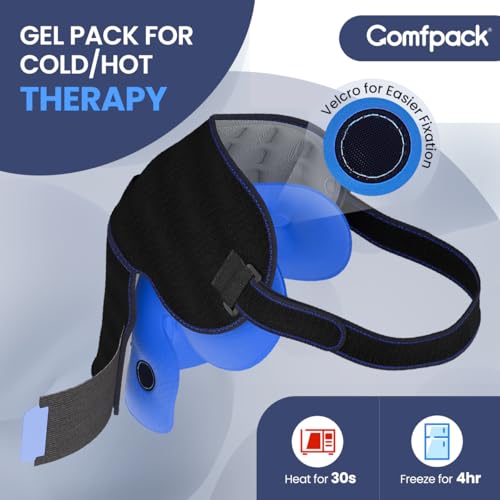 Comfpack Compression Ankle Ice Pack Wrap for Sprain & Shoulder Ice Pack with Compression for Rotator Cuff Cold Therapy