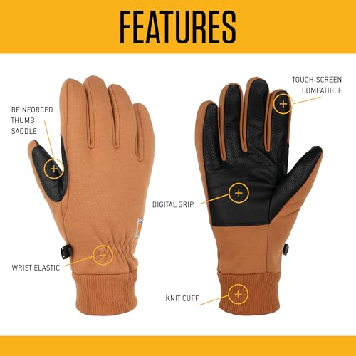 Carhartt Men's Wind Fighter Thermal-Lined Fleece Touch-Sensitive Knit Cuff Glove X-Large Black