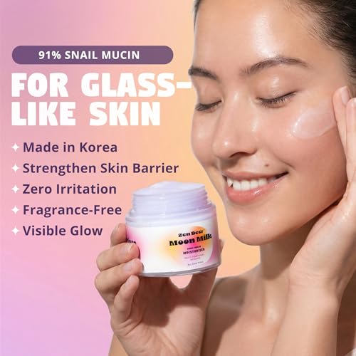 Moon Milk Snail Mucin Moisturizer Gel Cream (3.52 oz) Korean Snail Mucin Serum Cream that Replenishes Moisture & Leaves Skin Brighter, Plumper, Soothed & Smooth 3.52 Fl Oz (Pack of 1)
