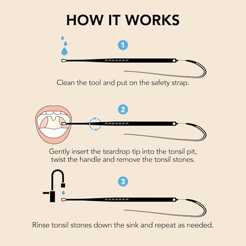 Tonsil Tech Tonsil Stone Remover Tool - Tonsil Stones Removal Kit - Made in USA Small, Medium, & Large Black