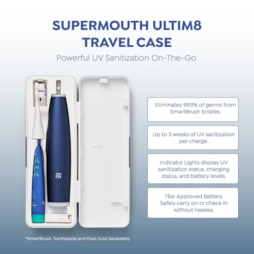 SuperMouth ULTIM8 SmartCase, UV Toothbrush Travel Case, Sapphire Blue Ultima8 Travel Case - Sapphire Blue