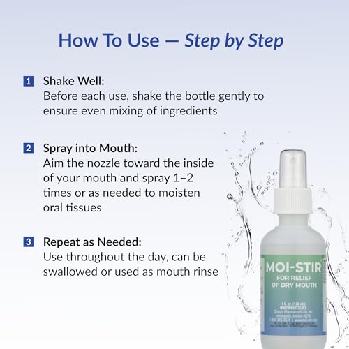 Moi-Stir Oral Moistener Spray for Dry Mouth, 4 oz