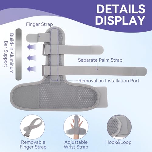 Single Trigger Finger Splint, Aluminum Finger Brace Joint Stabilizer, Adjustable Hand Brace and Wrist Brace Support for Middle, Index, Pinky or Ring Finger Support(Ultra-Slim) Single