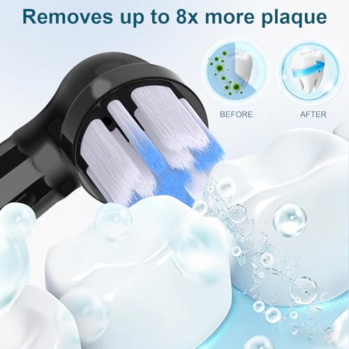 Replacement Heads Compatible with Oral B iO 3 4 5 6 7 8 9 10 Series Electric Toothbrush,Toothbrush Heads Compatible with Braun Oral B iO Replacement Heads with Medium Bristles,Black Black 8 Count (Pack of 1)