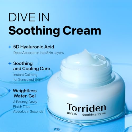 Torriden DIVE IN Hyaluronic Acid Soothing Cream 100ml (3.38 fl. oz) | Revitalizing Facial Moisturizer for Sensitive and Dry Skin | Hyaluronic Acid, Panthenol, Allantoin Jar Type