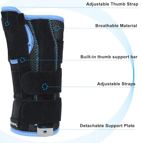 VISKONDA Wrist Brace with Thumb Spica Splint – Adjustable Wrist and Thumb Support Brace for De Quervain’s Tenosynovitis,Carpal Tunnel Syndrome,Arthritis,Tendonitis,Sprains,Sports Injuries(Left Hand,Large) Large Left Hands