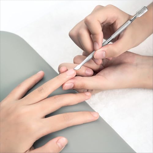 Cuticle Pusher Stainless Steel Professional Double Ended Nail Pusher for Manicure & Pedicure, Cuticle Remover Tool With Pouch