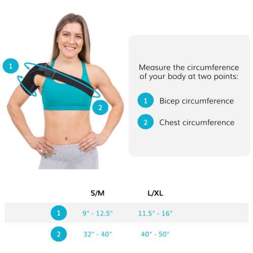 BraceAbility Shoulder Support Brace - Copper Arm Immobilizer Compression Sleeve for Torn Rotator Cuff, Labrum Tears, Bursitis, Impingement Injury Treatment, Dislocation Relief for Men and Women (S/M) S/M
