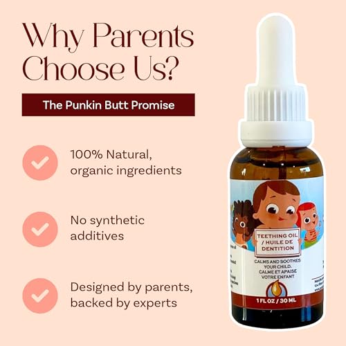 Punkin Butt Baby Teething Relief Bundle – 2-Pack with Herbal Teething Oil, Lavender Soothing Oil & Roll-On – Natural Infant Gum & Teething Pain Relief with Chamomile, Clove & Peppermint, Baby-Safe