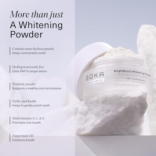 Boka Fluoride Free Toothpaste, Nano Hydroxyapatite Toothpaste, Appropriate for Sensitive Teeth - for Adult Oral Care - Ela Mint Flavor, 4 Fl Oz 1Pk and Boka Teeth Whitening Brightboost Powder Bundle