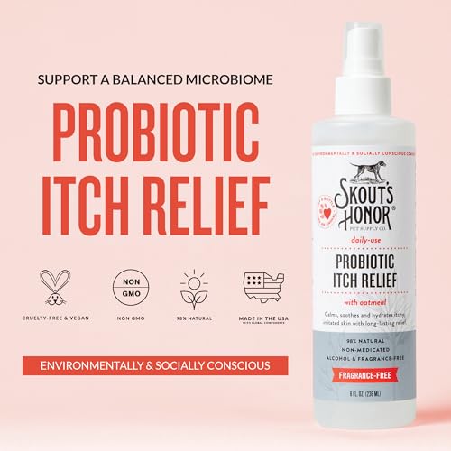 SKOUT'S HONOR Probiotic Itch Relief Spray for Dogs, 8 oz Pack of 1