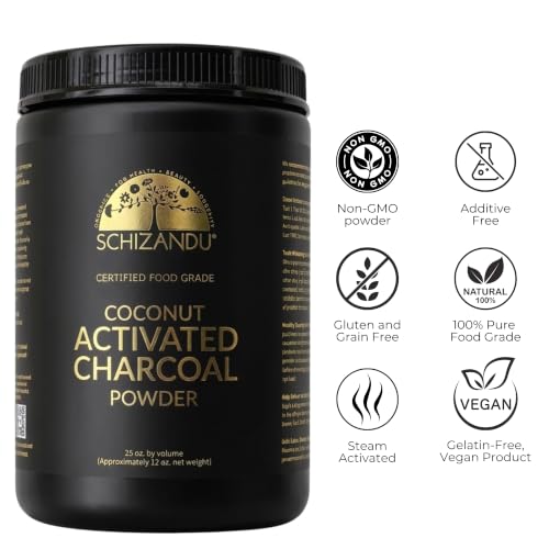 Organic Charcoal Powder by Schizandu - Activated Charcoal Natural, Vegan, Organic, GMO Free - Large Bottle 25 oz Powder