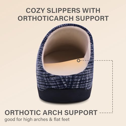 V.Step Men's Arch Support Orthopedic Slippers for Plantar Fasciitis 9 Women/8 Men Blue