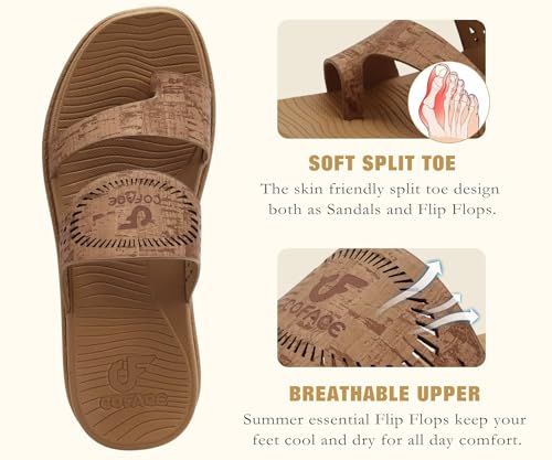 COFACE Womens Orthotic Cushion Sandals Comfort Arch Support Walking Slides 9 Khaki（choose a Larger Size）