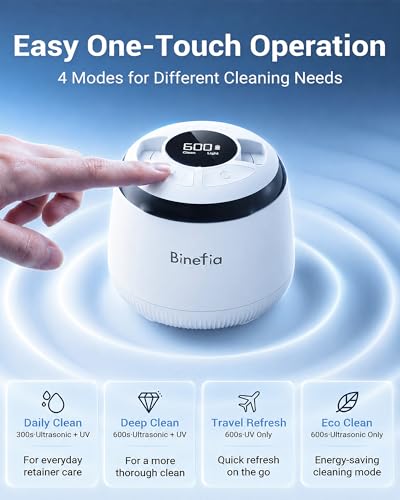 Cordless Ultrasonic Retainer Cleaner Machine, 50kHz Dental Cleaning Pod