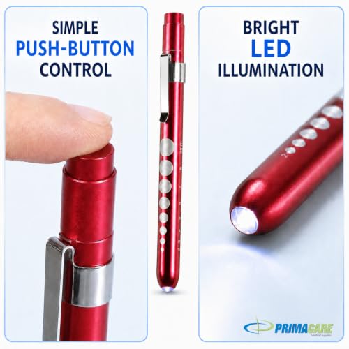 Primacare DL-9326 LED Medical Pen Lights for Nurses, Pupil Gauge, 3 Pack