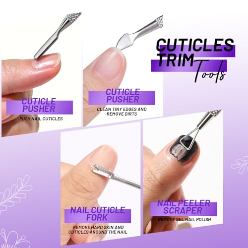 FANDAMEI Nail Care Kit, Nail Buffers and Files, Nail Cuticle Tools Kit, Nail Manicure Tools, Finger Nail File Set, Nail Buffer Block, Nail Cuticle Nippers, Ingrown Toenail Tools, Nail Care Tool Kit Purple