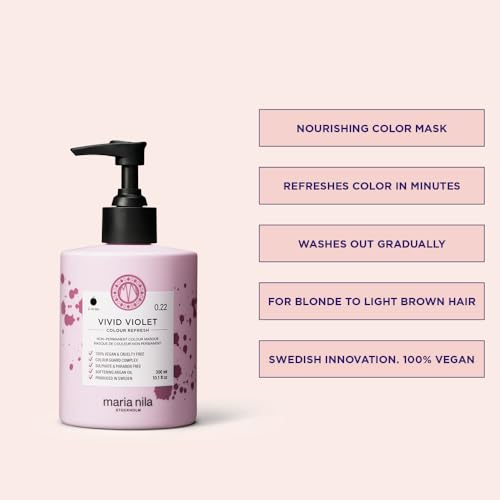 Maria Nila Color Refresh, Vivid Violet, Purple/Violet Hair Mask, Semi-Permanent Pigments, 100% Vegan & Sulfate/Paraben free 300 ml (Pack of 1)