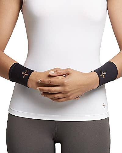 Tommie Copper Core Compression Wrist Sleeve, Unisex, Men & Women, Sweat Wicking Breathable Wrist Sleeve for Muscle, Tendon & Joint Support - Black - Large