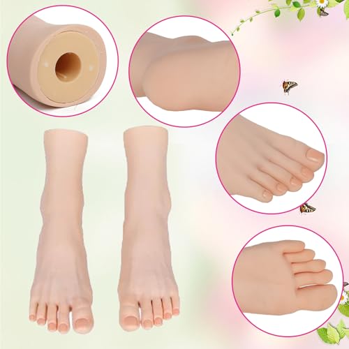 Practice Foot Model Soft Realistic Silicone Flexible Bendable Model Manicure Tool Fake Nail Foot for Nail Tips Art Training for Home Salon DIY (Left) Left