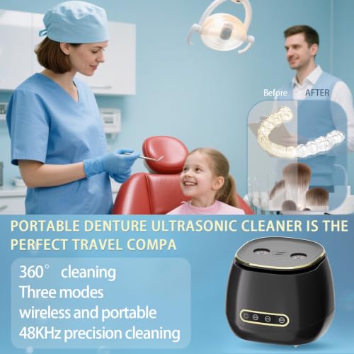 48kHz Ultrasonic Retainer Cleaner for Dentures and Aligners
