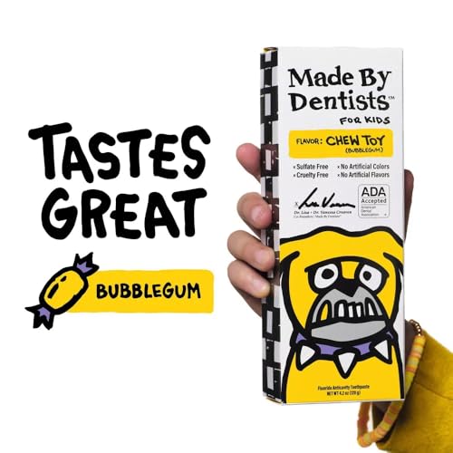 Made by Dentists Kid's Bulldog Fluoride Anticavity Toothpaste 4.2 oz - Bubble Gum 3-Pack New!