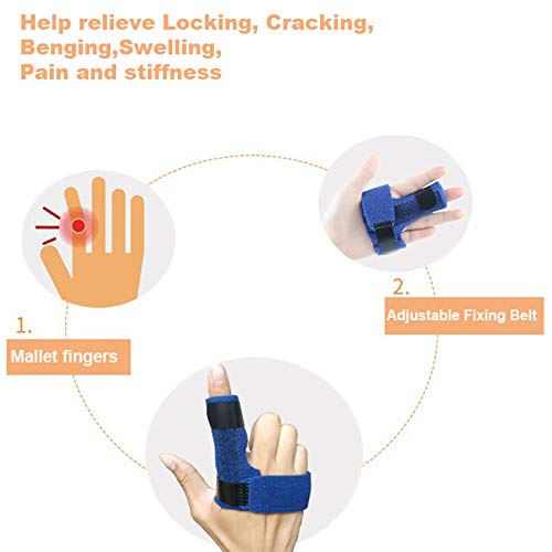 Trigger Finger Splint, Finger Knuckle Support Brace, Adjustable Brace for Straightening Curved, Bent, Locked and Mallet Finger Thumb,Ring,Index(Right) Blue Right hand - BeesActive Australia