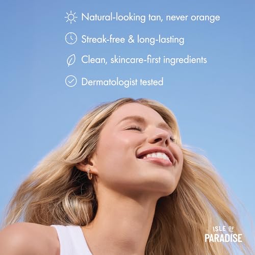 Isle of Paradise Self Tanning Face & Body Drops- Self Tanner Drops for a Natural Bronze, Long-lasting Tan, Cruelty Free, Fragrance Free & Dermatologist-Approved, 1.01 fl. oz Medium