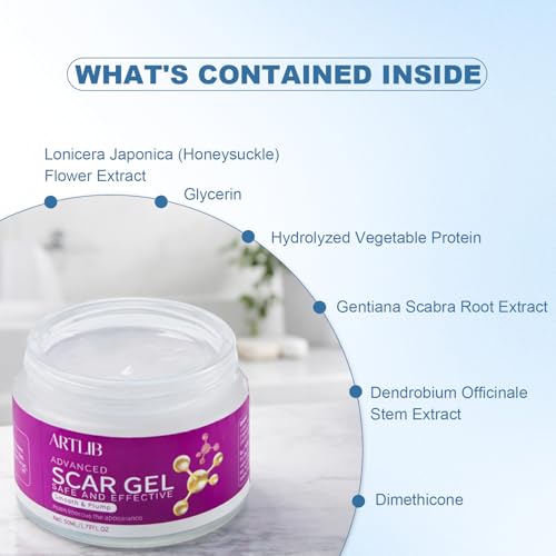 Scar Cream,Silicone Scar Gel,Helps Reduce Surgical Scars,Acne,Burn,Keloids Bump,Stretch Marks, Advanced Scar Removal Cream for Old and New Scars(1.69oz) 1.69 Ounce