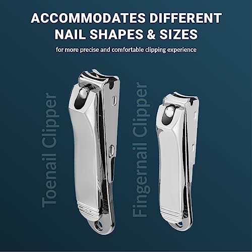 Alchemi Curved Blade Nail Clipper Set – Fingernail & Toenail Clippers with Catcher, 3D Blade Follows Your Nail's Natural Curve, Surgical Grade Steel, Premium Gift Box, 2 Piece Alchemi