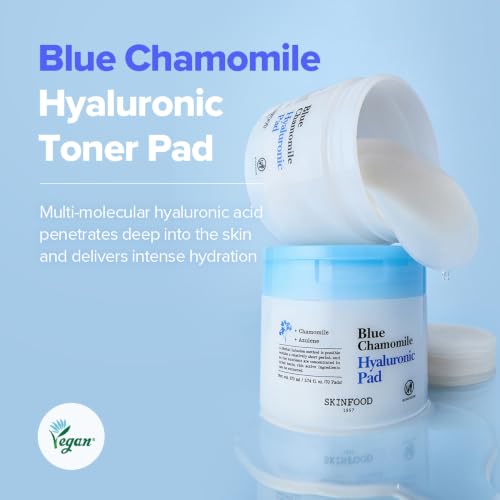 SKINFOOD Blue Chamomile Hyaluronic Pad Moisturizing Toner Pad Korean Skin Care
